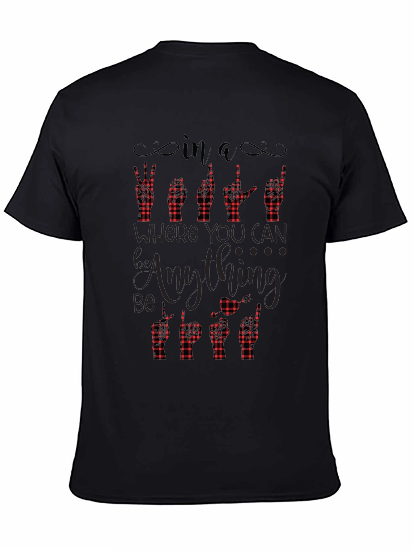 Be Kind Buffalo Plaid Sign Language T-Shirt