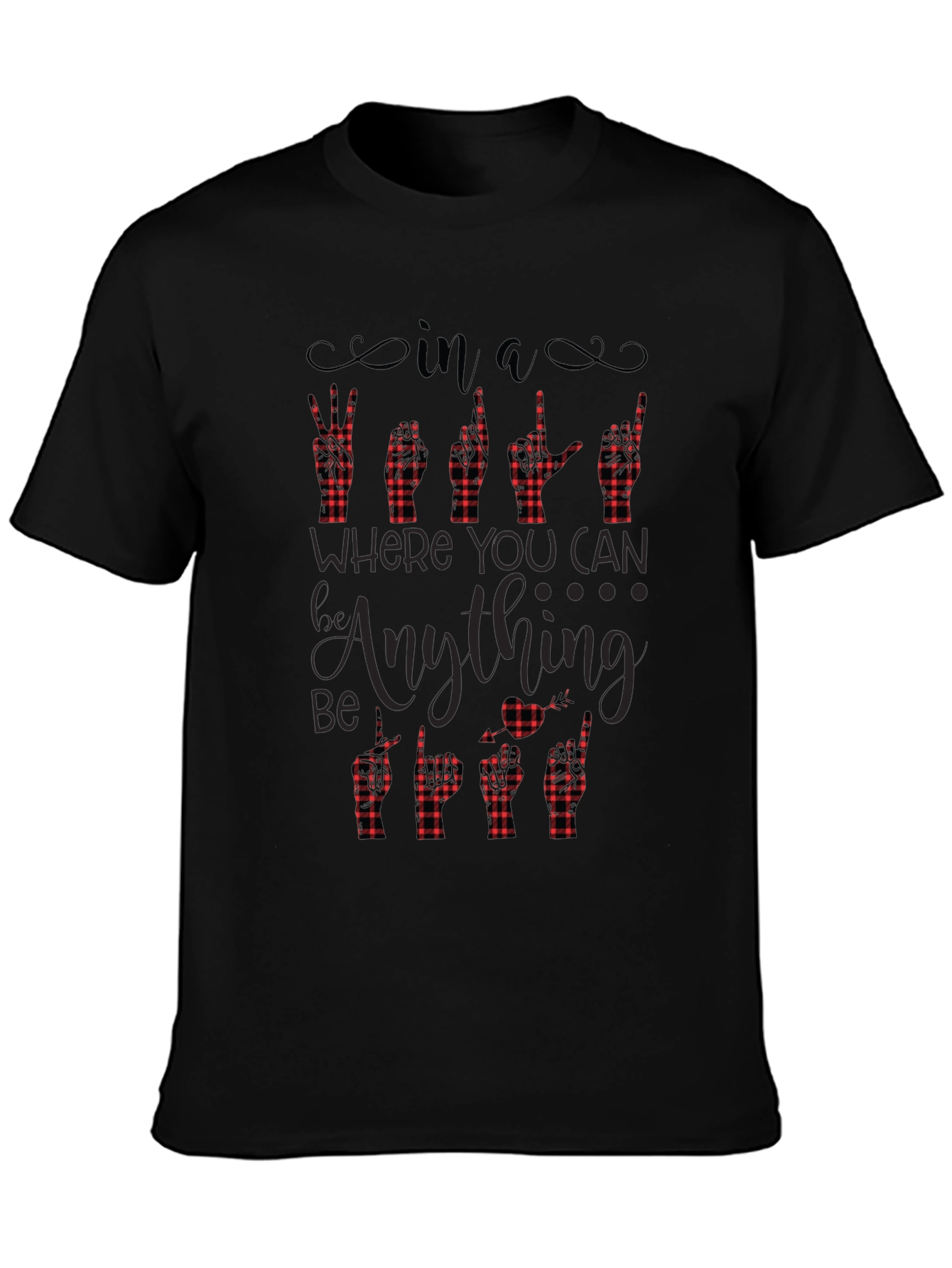 Be Kind Buffalo Plaid Sign Language T-Shirt