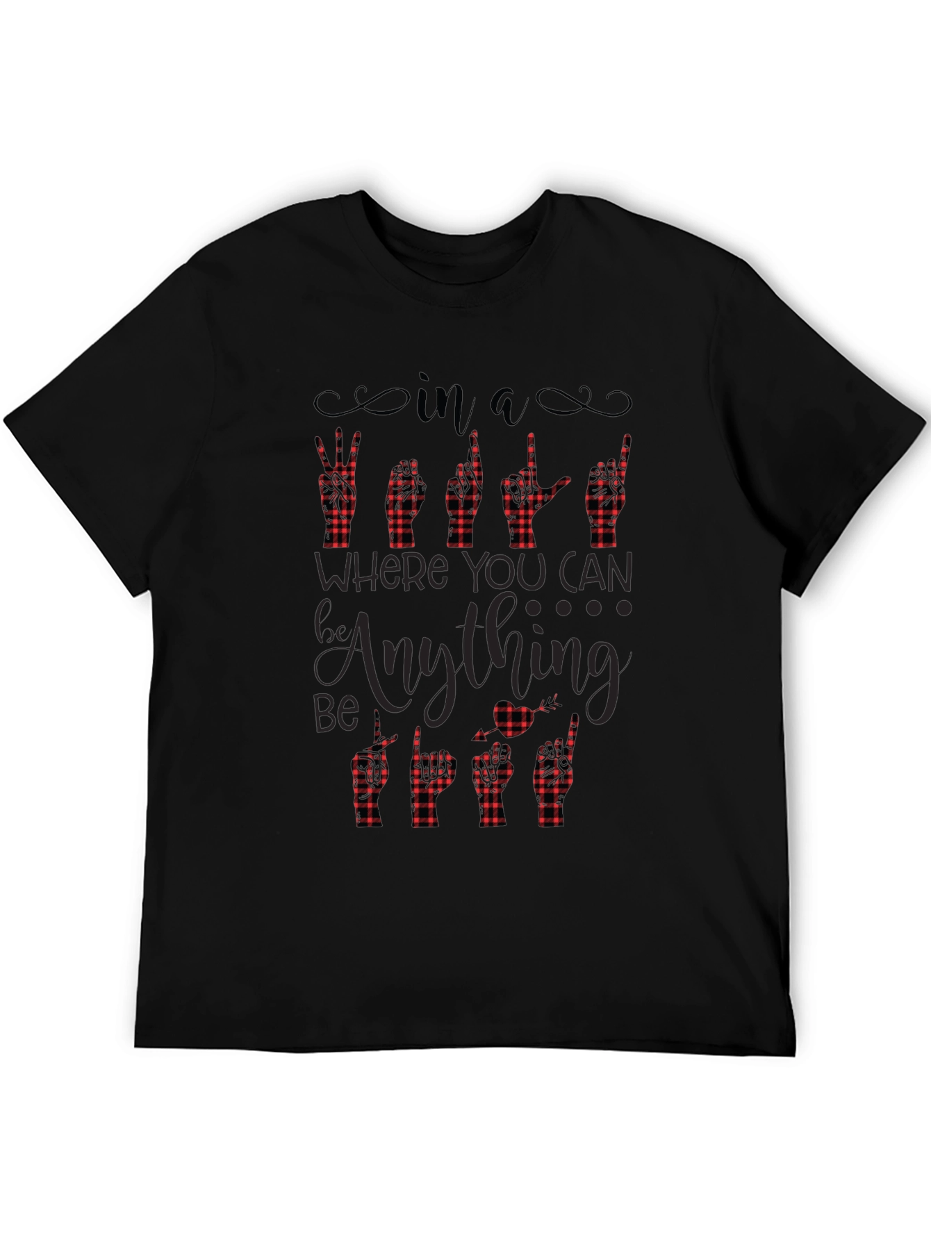 Be Kind Buffalo Plaid Sign Language T-Shirt