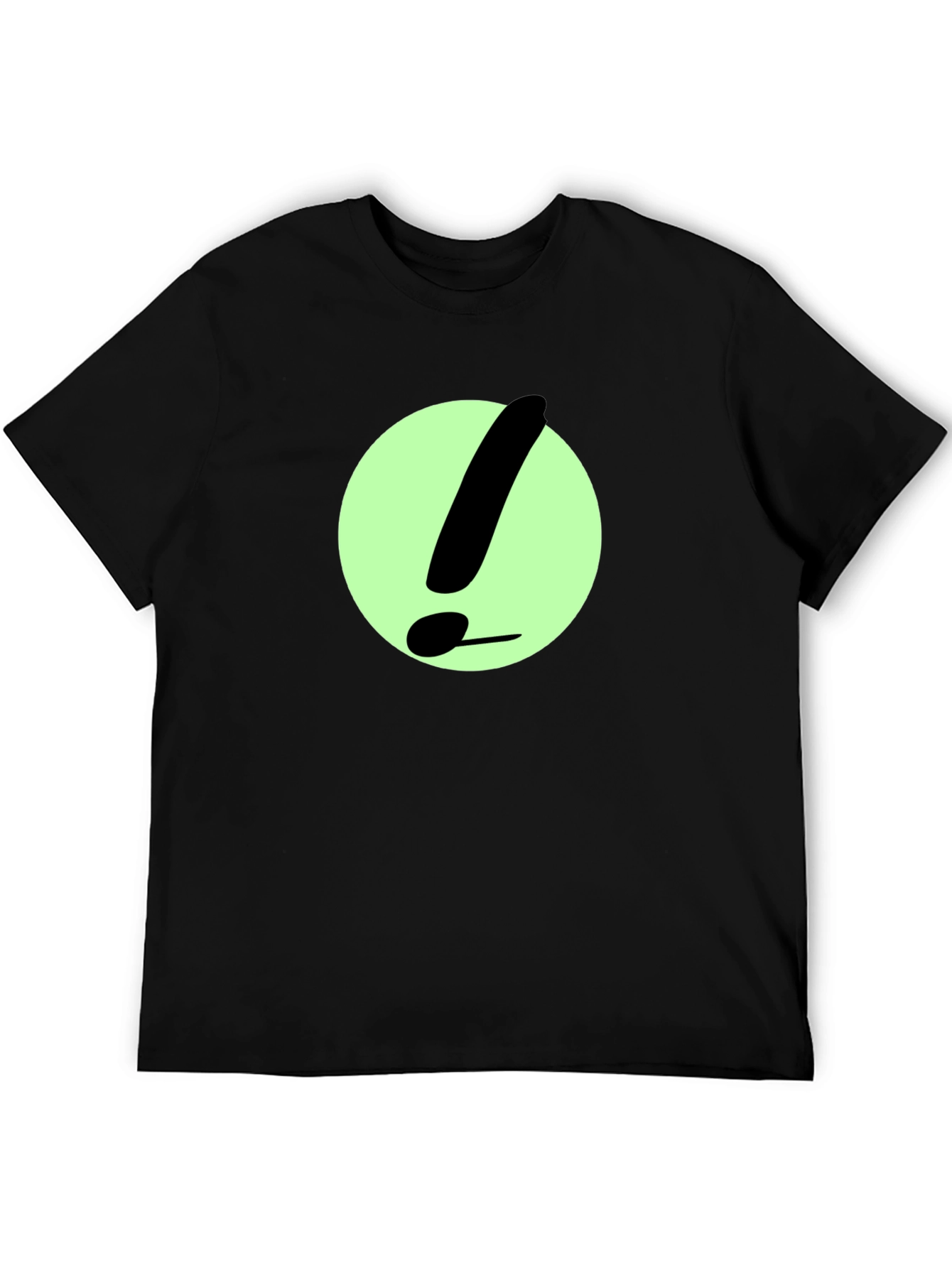 Black T-Shirt with Green Exclamation Point Design