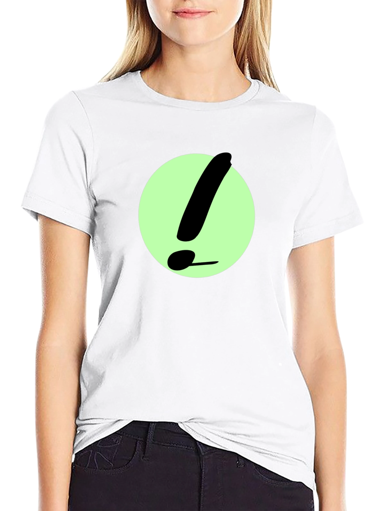 Black T-Shirt with Green Exclamation Point Design
