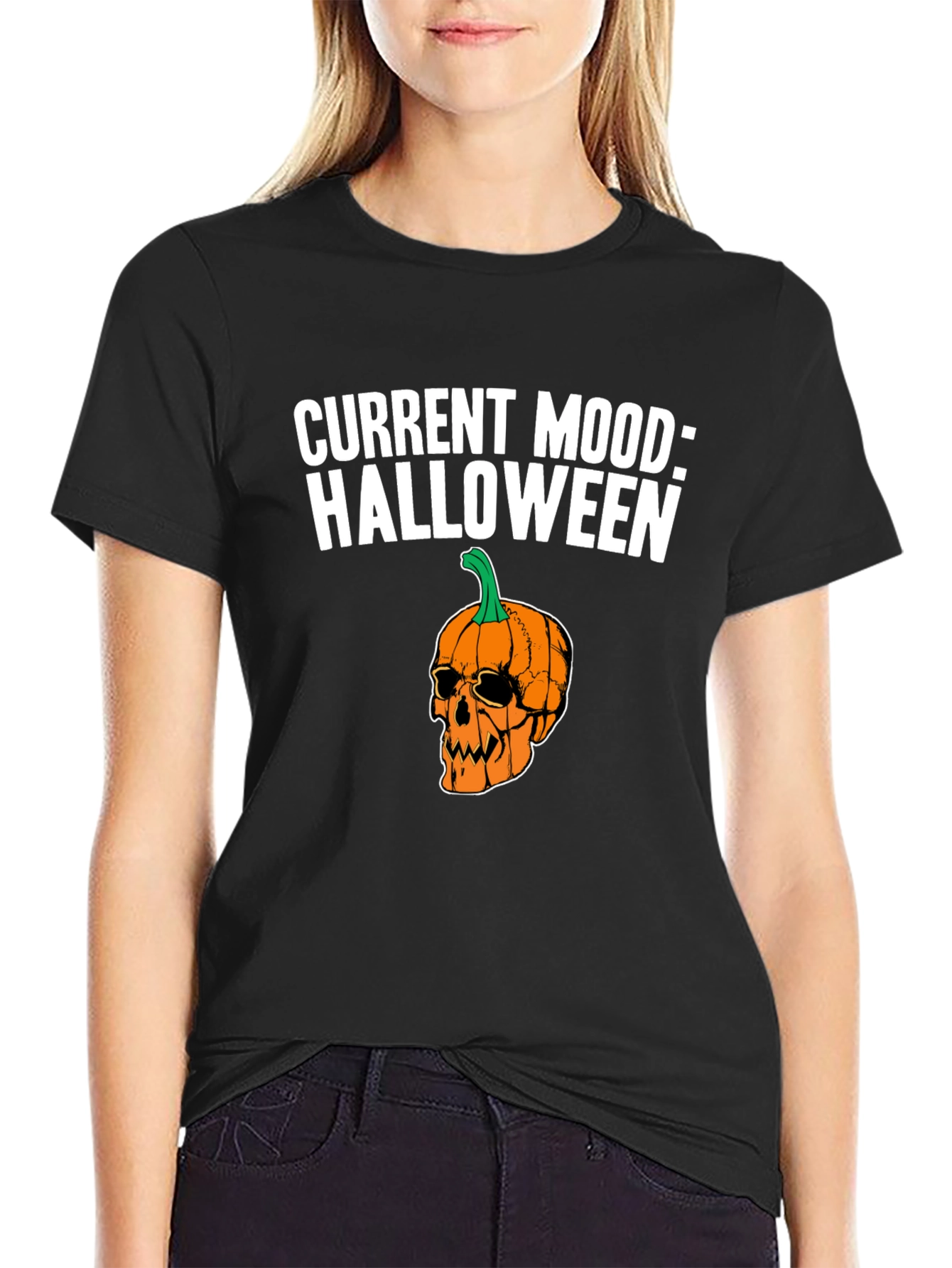 Halloween Pumpkin Skull T-Shirt