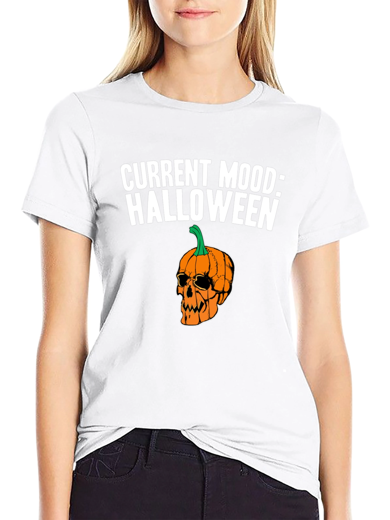Halloween Pumpkin Skull T-Shirt