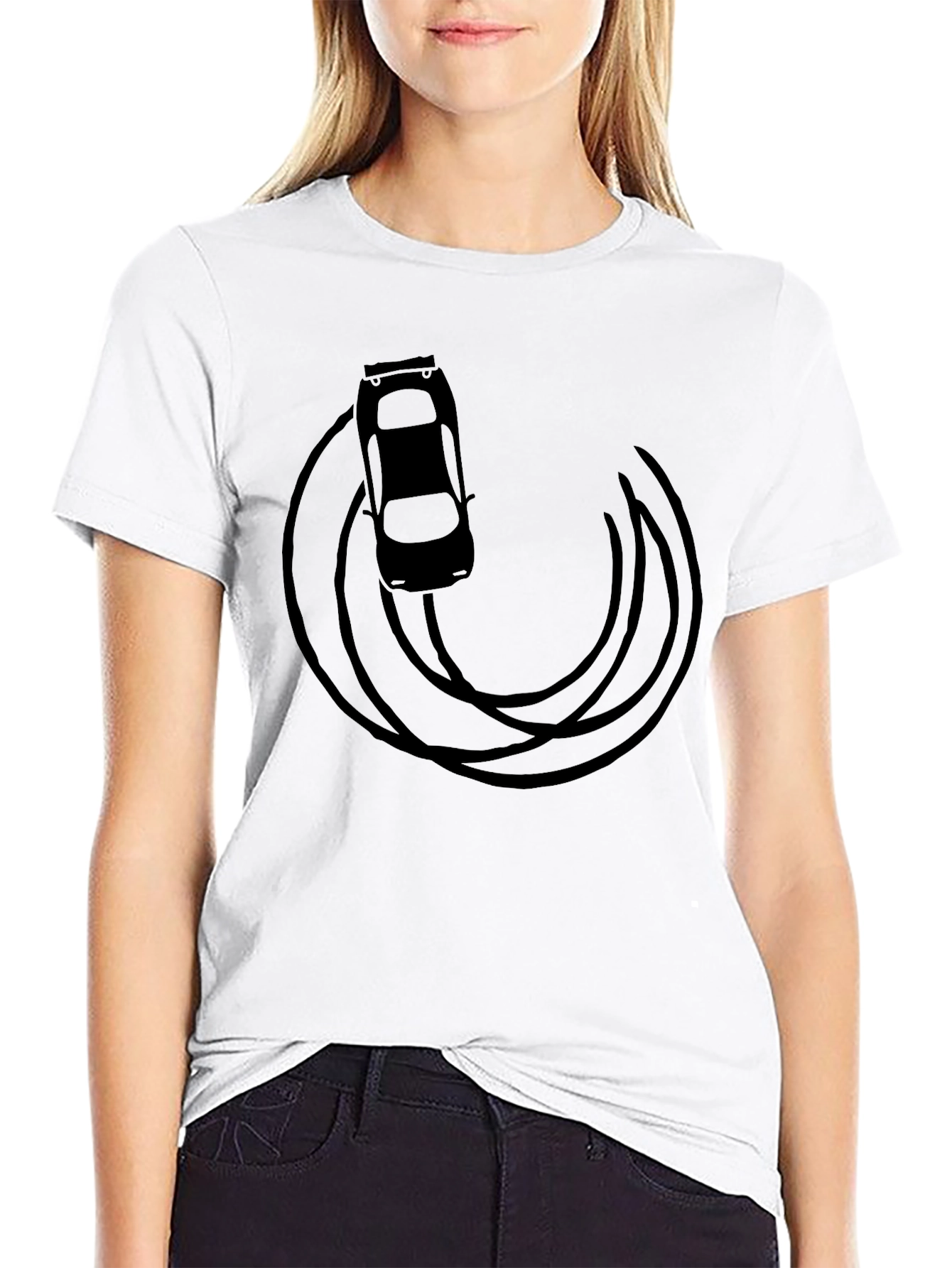 Drift Car Graphic Tee - Black Cotton T-Shirt