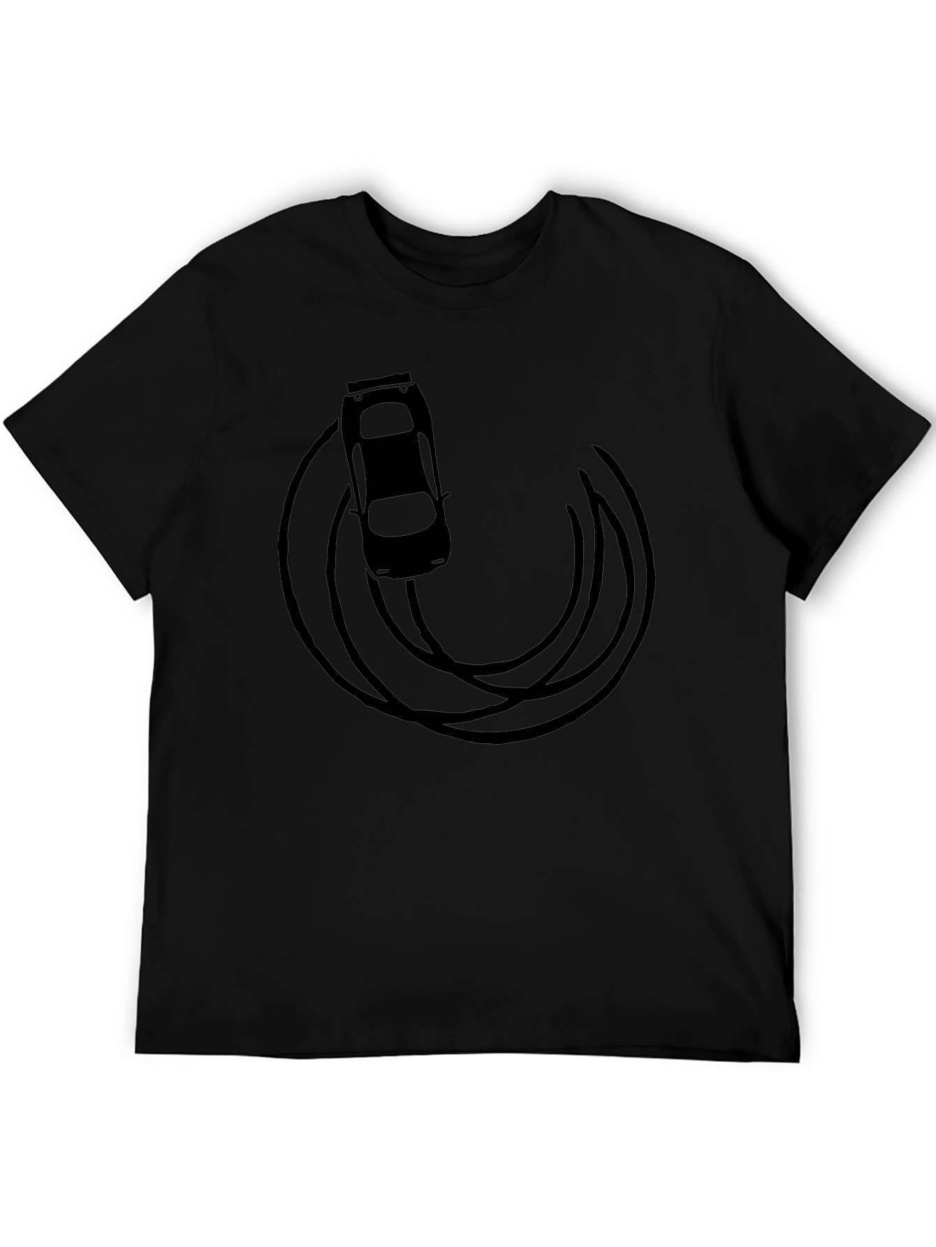 Drift Car Graphic Tee - Black Cotton T-Shirt