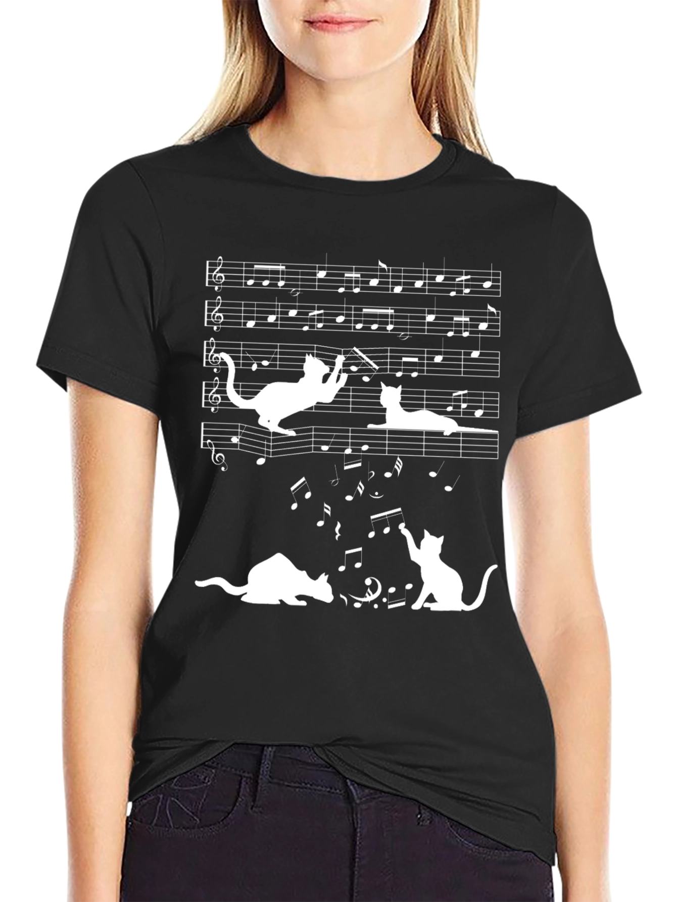 Musical Cats Black T-Shirt