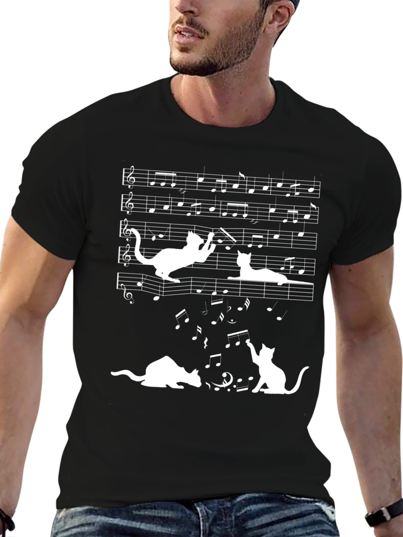 Musical Cats Black T-Shirt