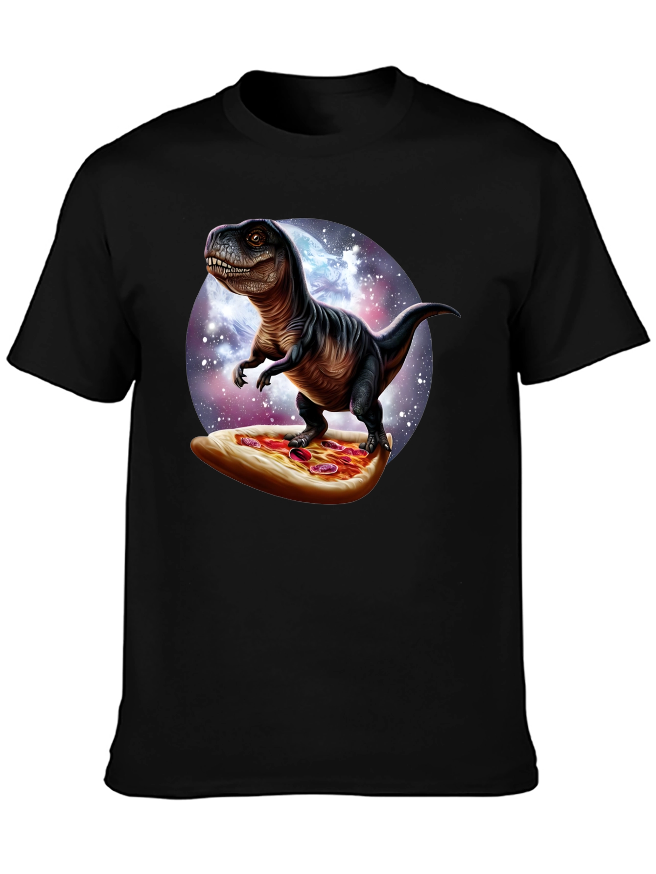 Dino Pizza Ride T-Shirt - Novelty Graphic Tee