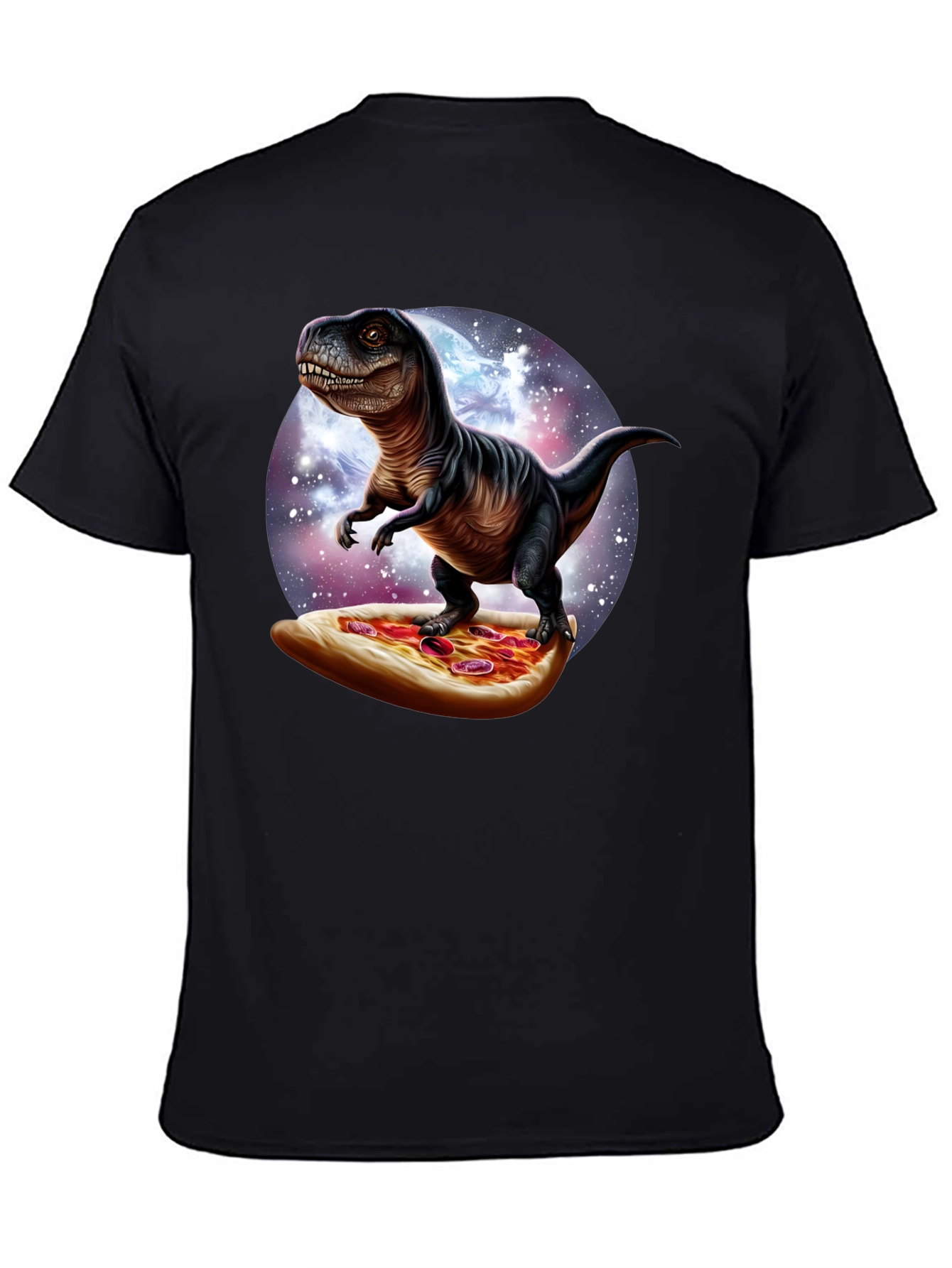 Dino Pizza Ride T-Shirt - Novelty Graphic Tee