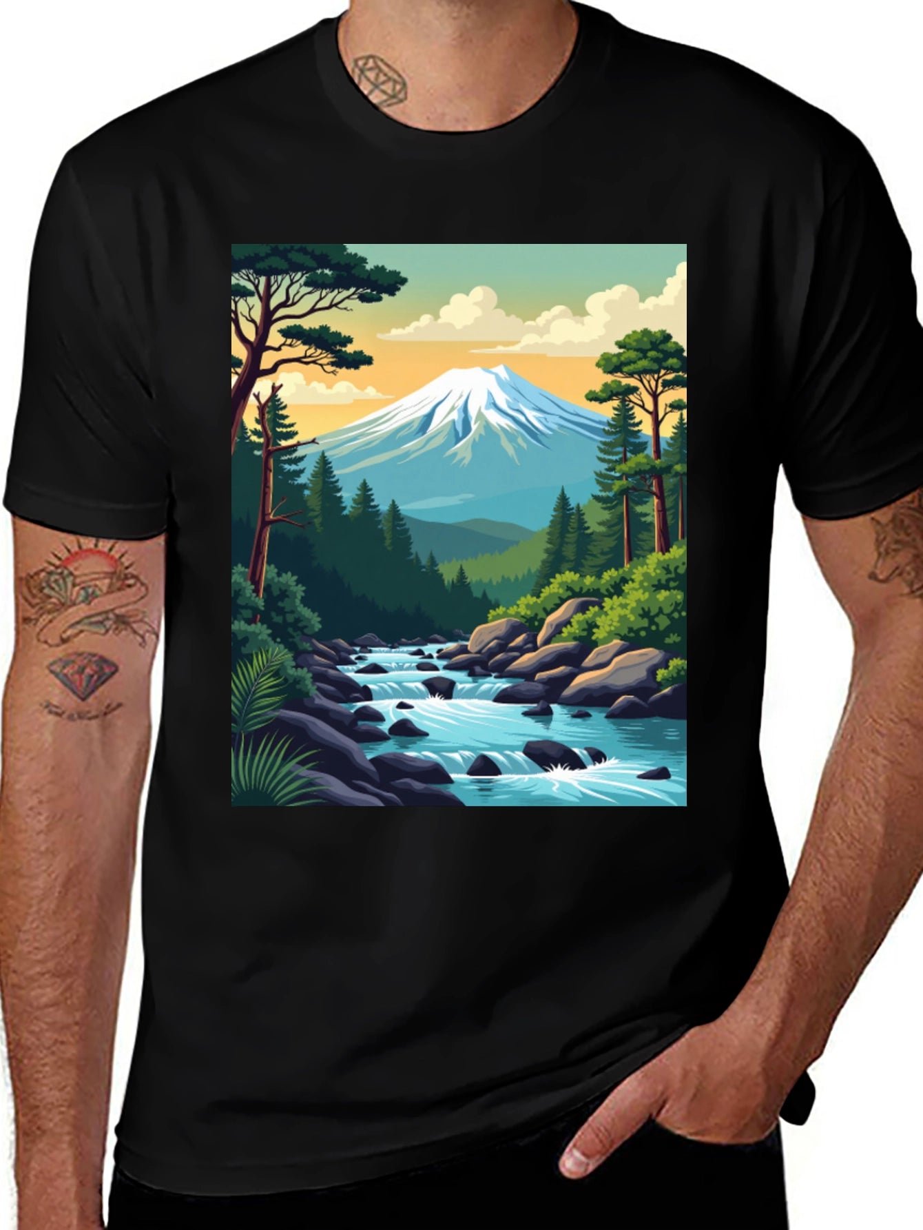 Mountain River Graphic Tee - Nature Lovers Shirt