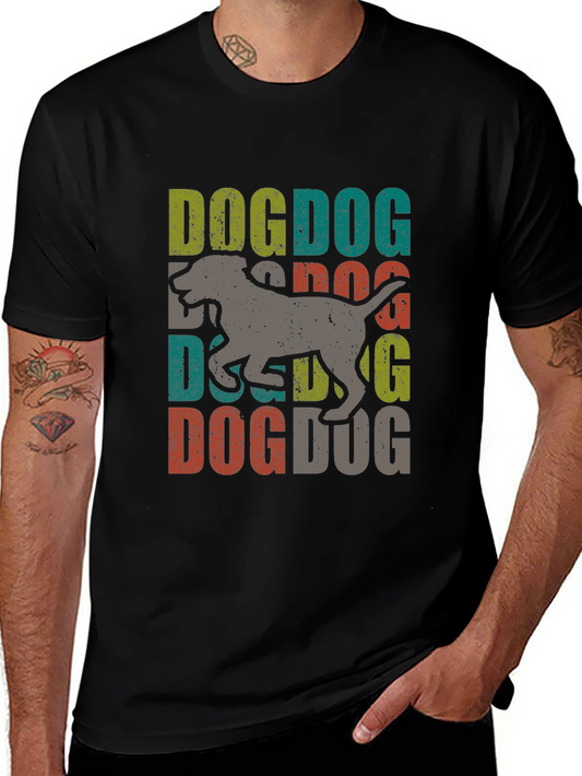Dog Graphic Print T-Shirt - Retro Style