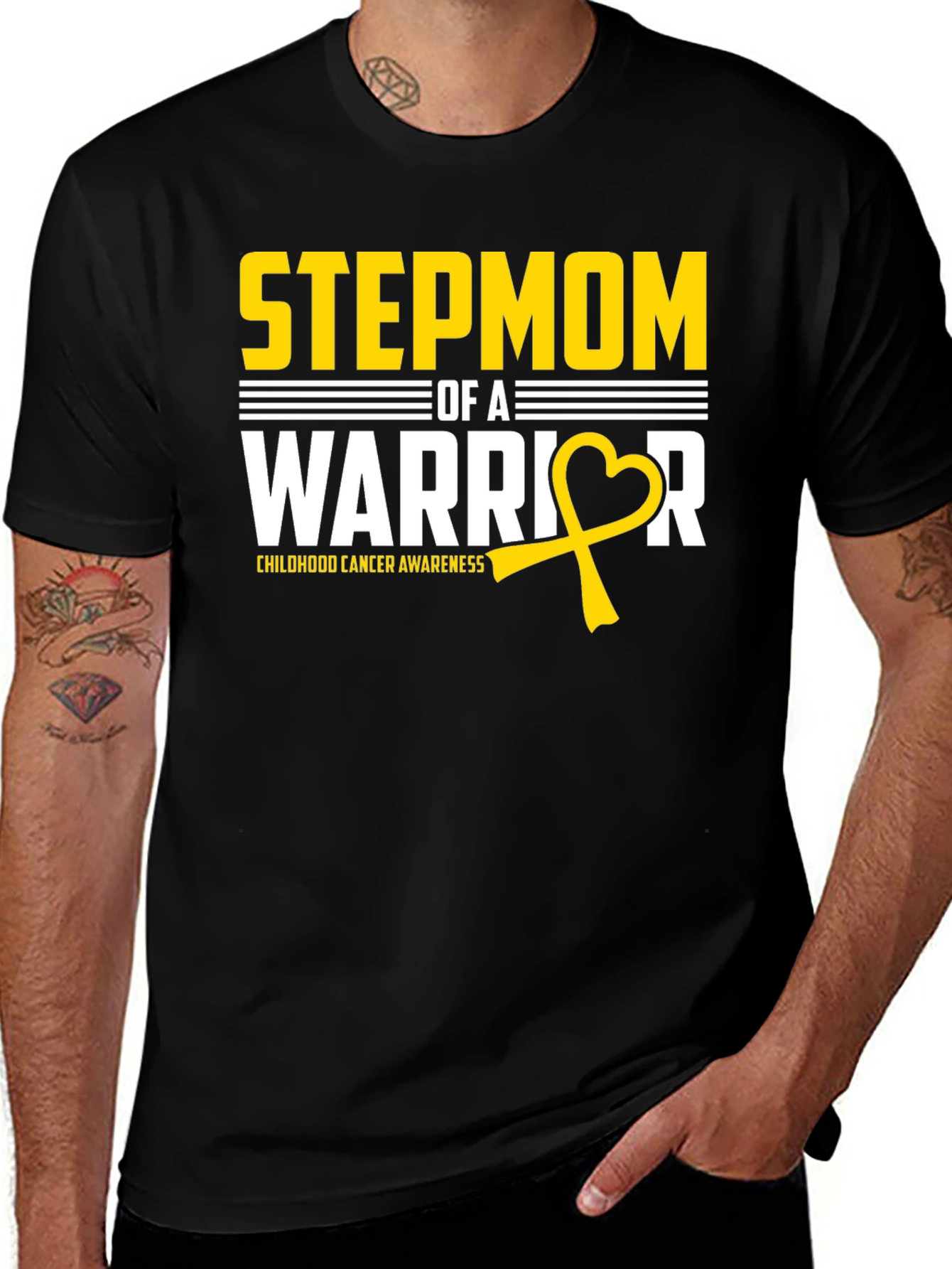 Stepmom Warrior Childhood Cancer Awareness T-Shirt