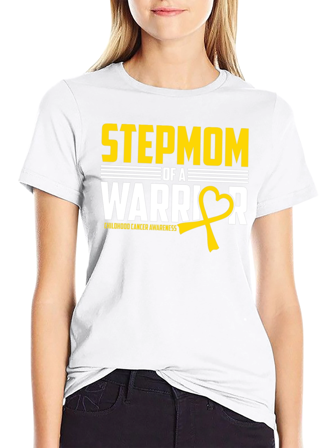 Stepmom Warrior Childhood Cancer Awareness T-Shirt