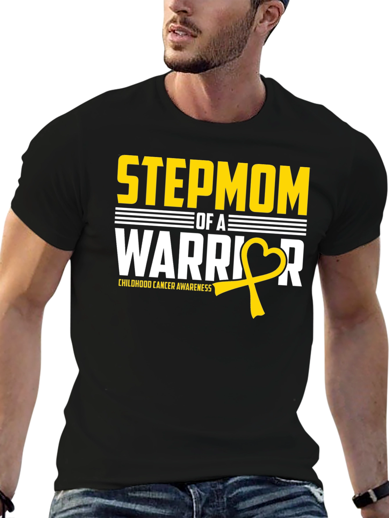 Stepmom Warrior Childhood Cancer Awareness T-Shirt