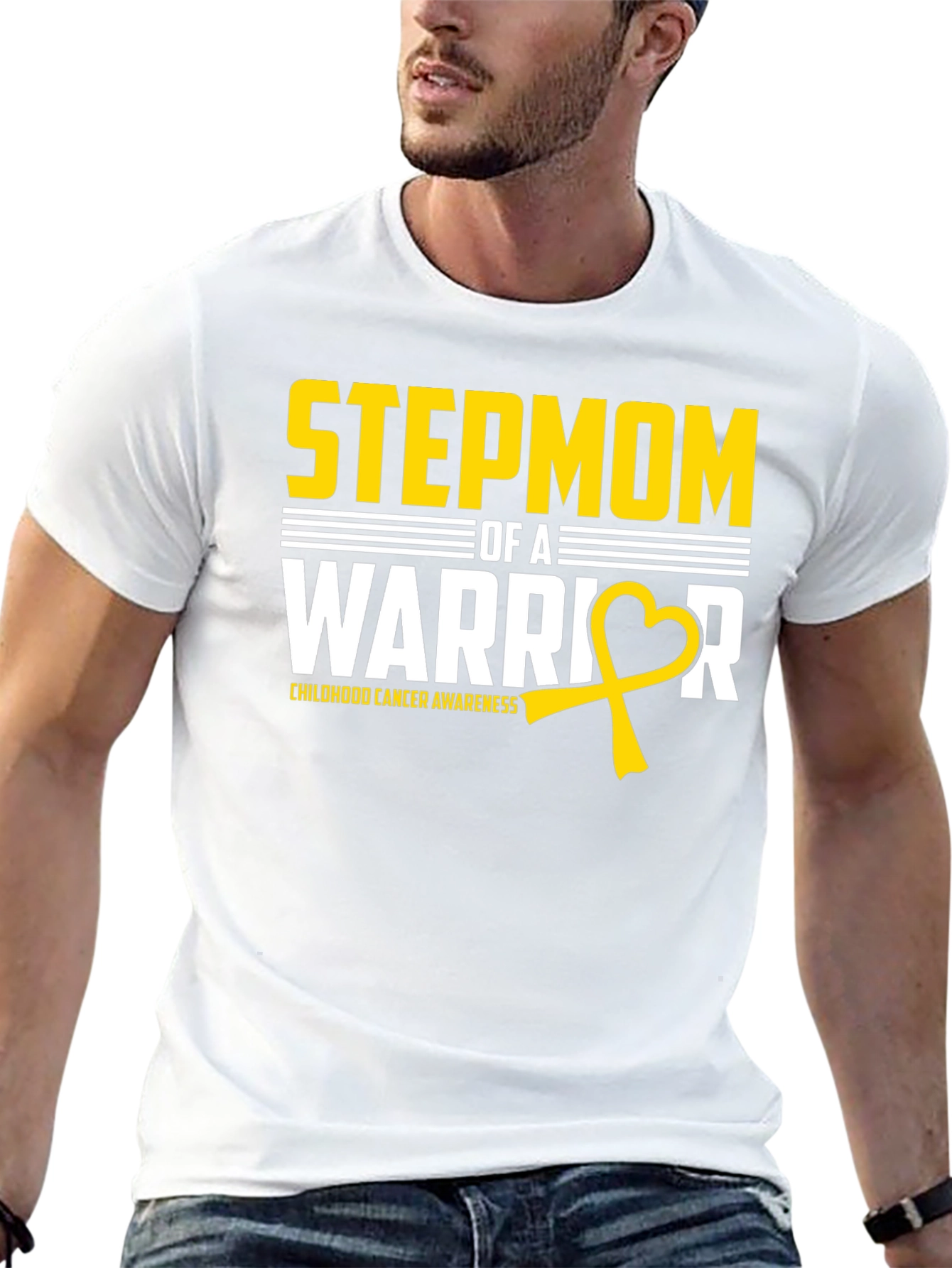 Stepmom Warrior Childhood Cancer Awareness T-Shirt
