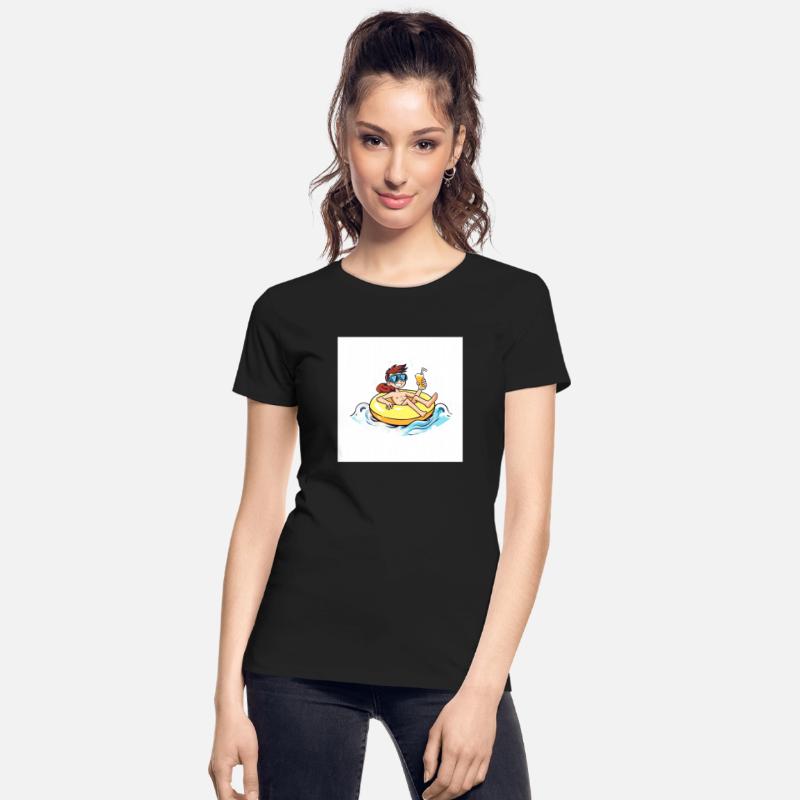 Beach Day Cartoon Character on Inflatable Ring