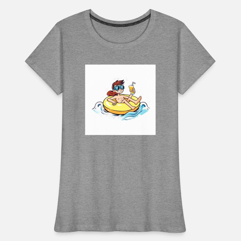 Beach Day Cartoon Character on Inflatable Ring