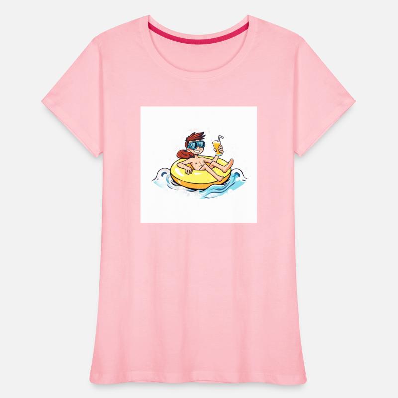 Beach Day Cartoon Character on Inflatable Ring