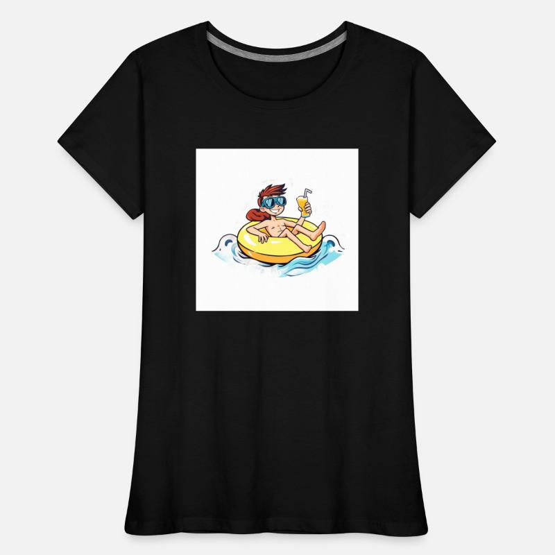 Beach Day Cartoon Character on Inflatable Ring