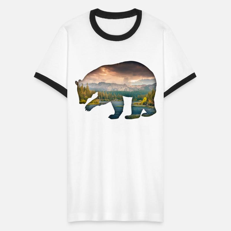 Bear bear silhouette with forest fill