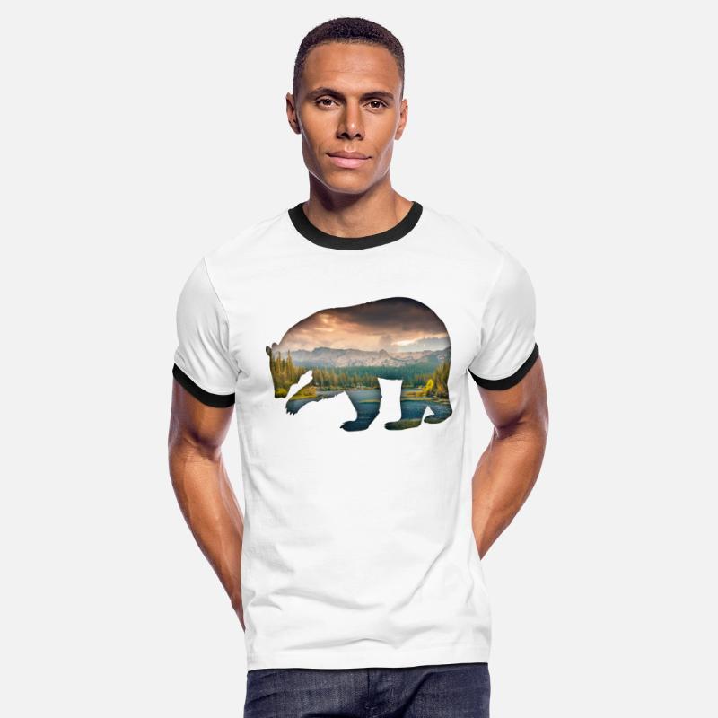 Bear bear silhouette with forest fill