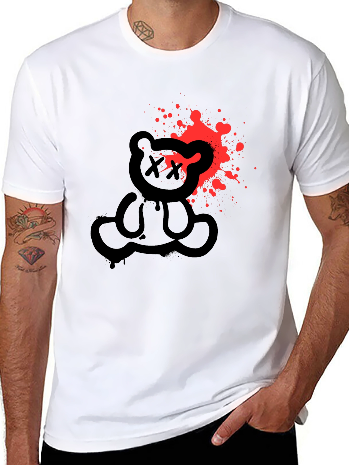 Edgy Bear Graphic Tee - Mens Black T-Shirt
