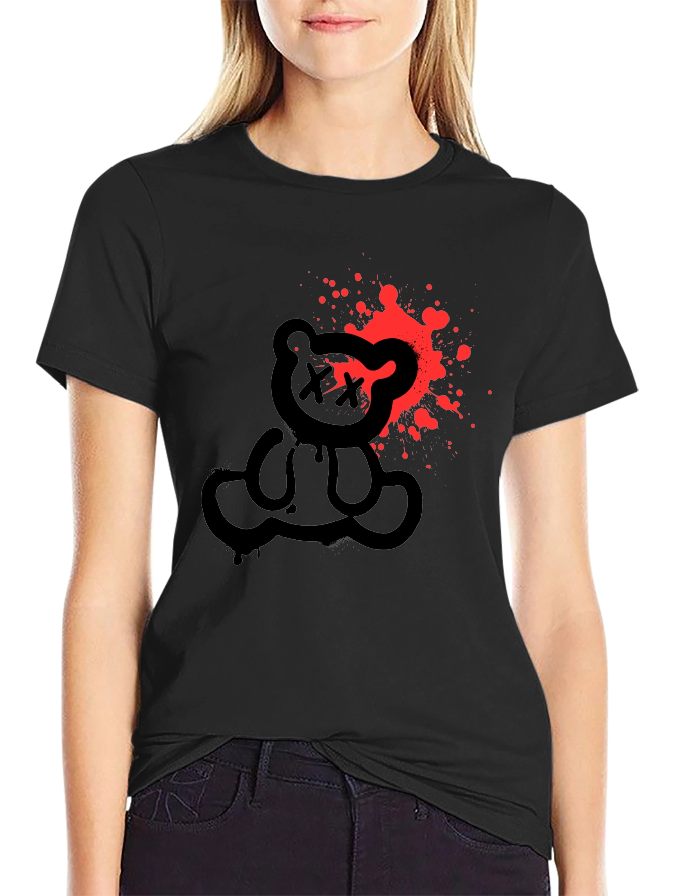 Edgy Bear Graphic Tee - Mens Black T-Shirt