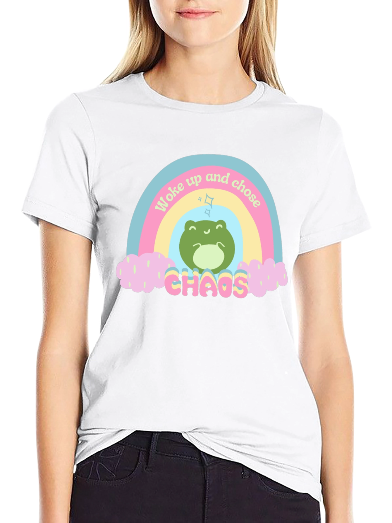Woke Up and Chose Chaos Frog Graphic T-Shirt