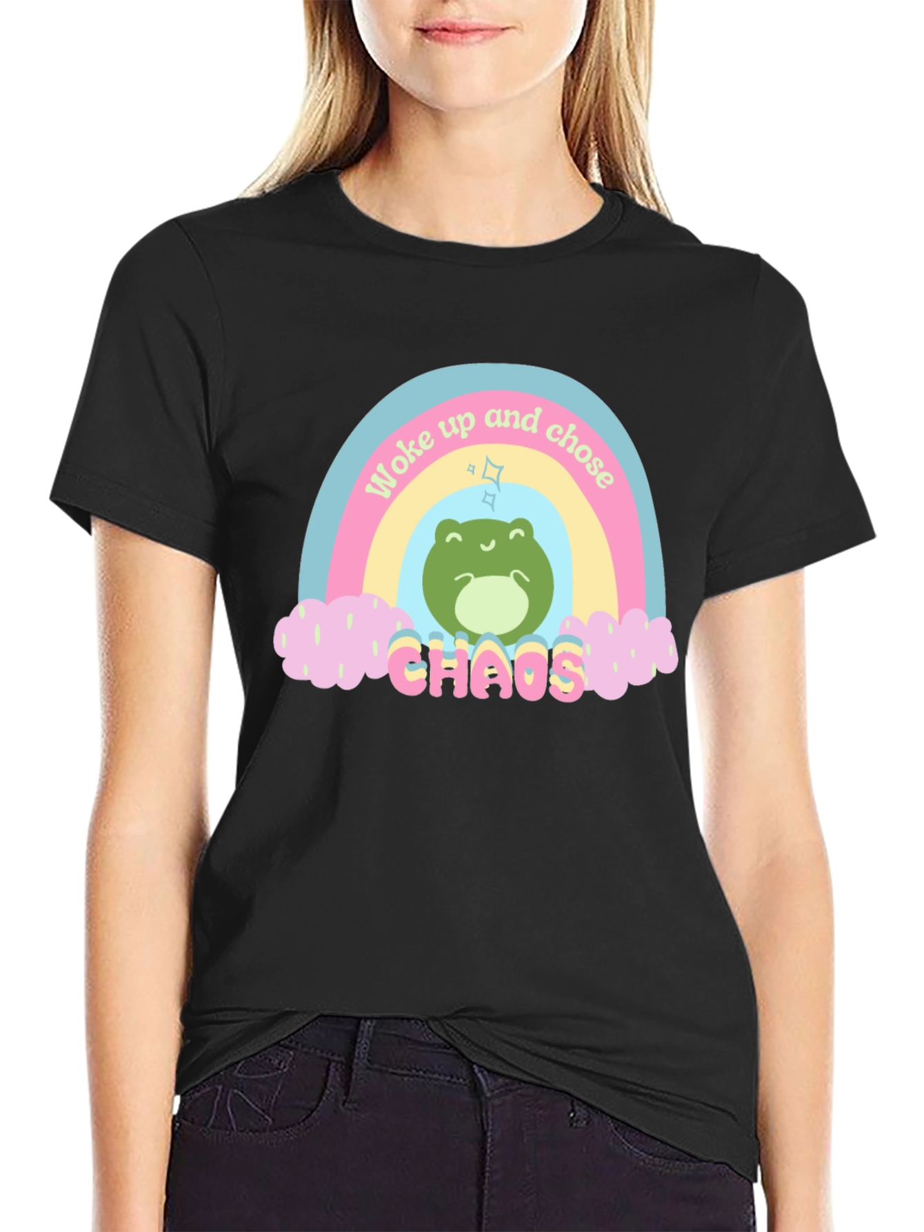 Woke Up and Chose Chaos Frog Graphic T-Shirt
