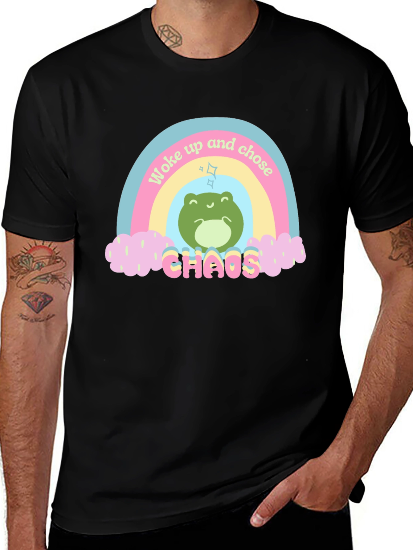 Woke Up and Chose Chaos Frog Graphic T-Shirt