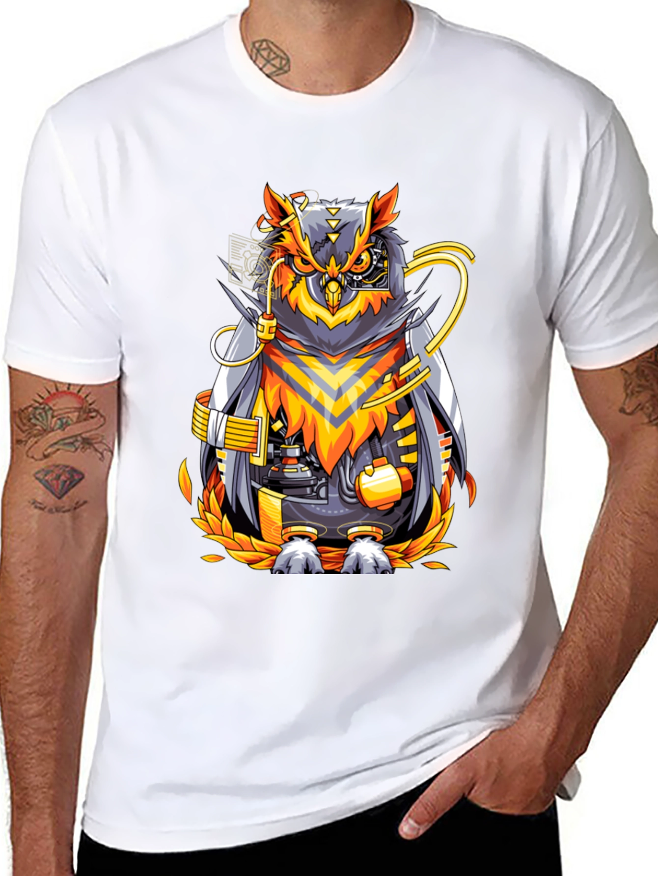 Cyberpunk Owl Graphic T-Shirt