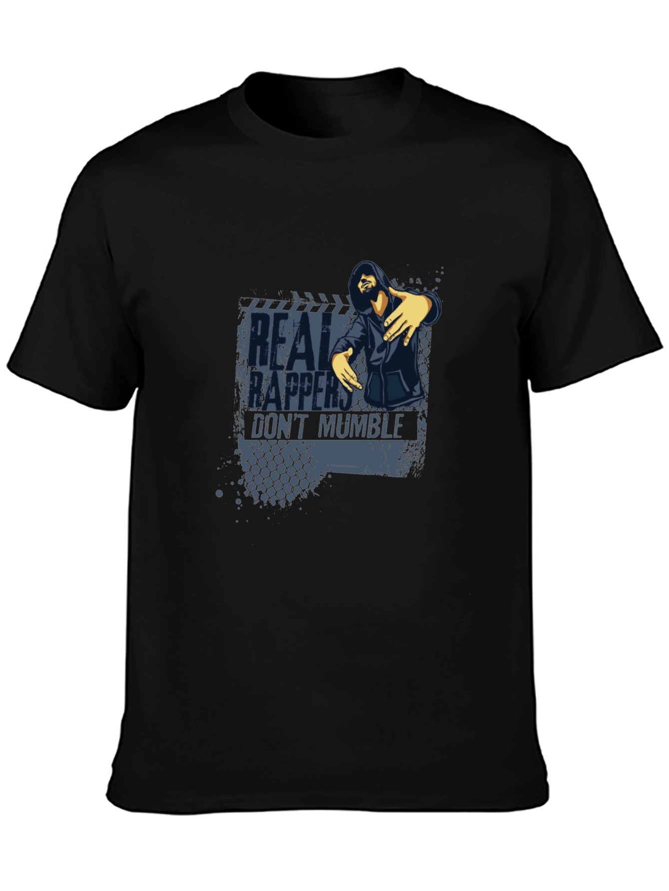 Real Rappers Graphic Print Black T-Shirt