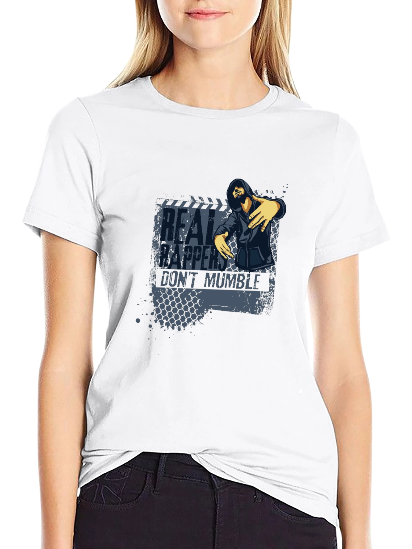 Real Rappers Graphic Print Black T-Shirt