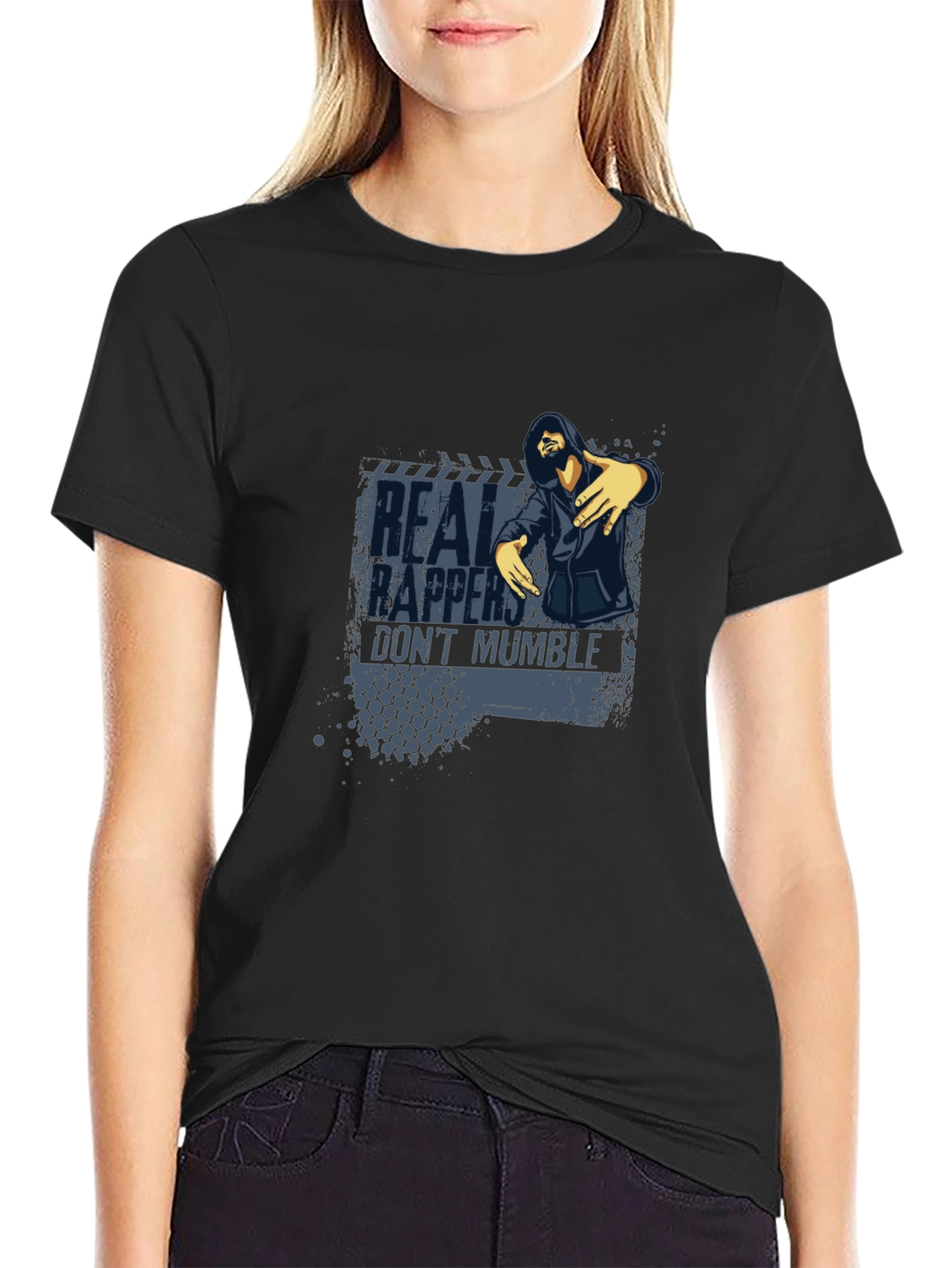 Real Rappers Graphic Print Black T-Shirt