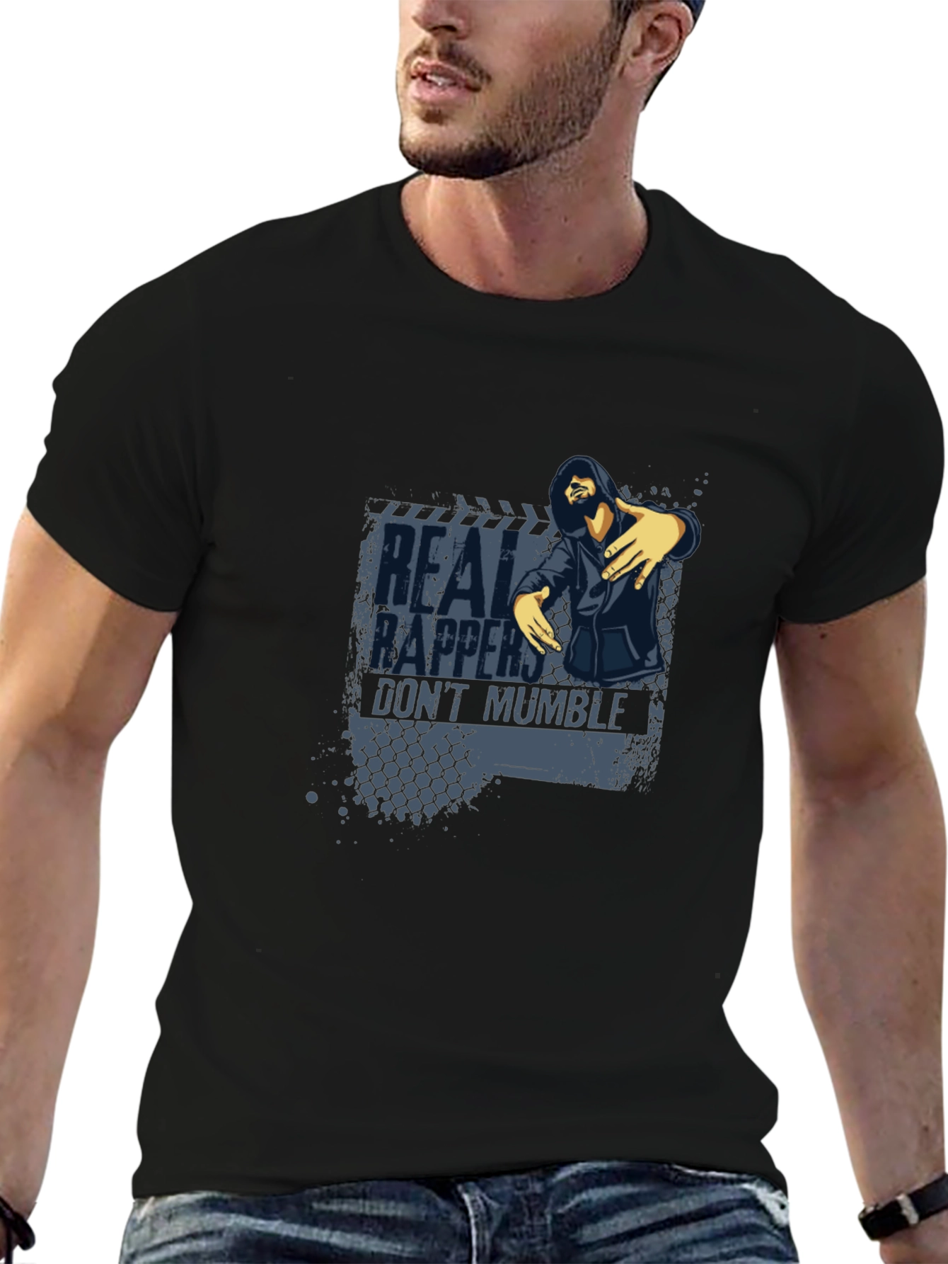 Real Rappers Graphic Print Black T-Shirt