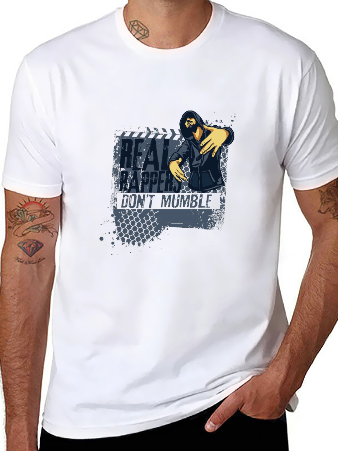 Real Rappers Graphic Print Black T-Shirt