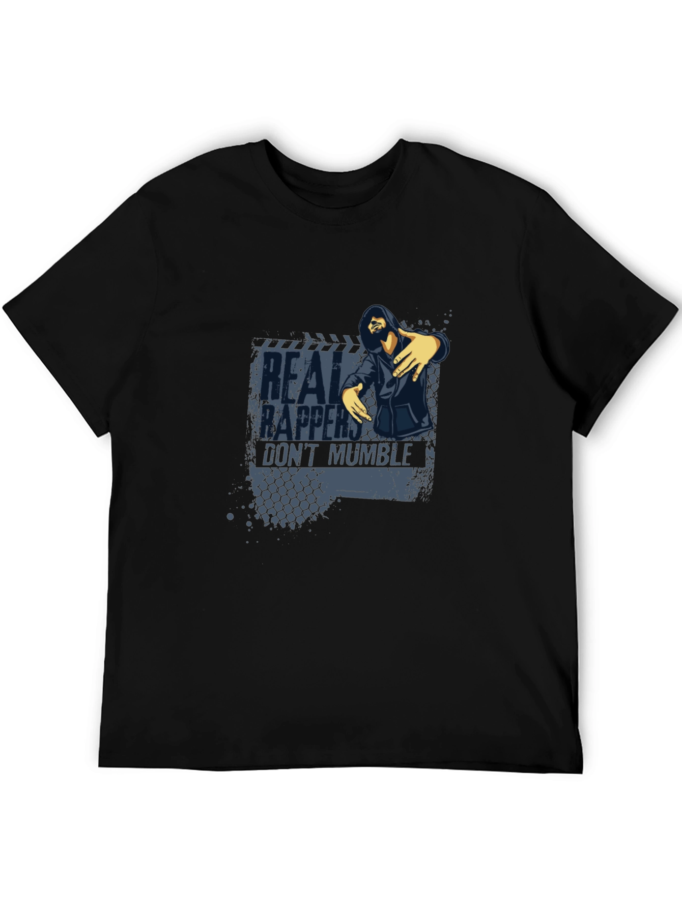 Real Rappers Graphic Print Black T-Shirt