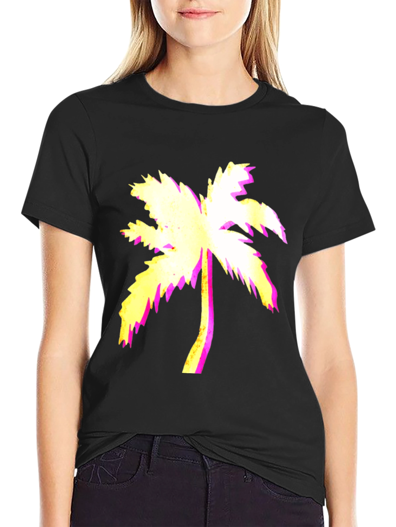 Vaporwave Palm Tree Black Graphic Tee
