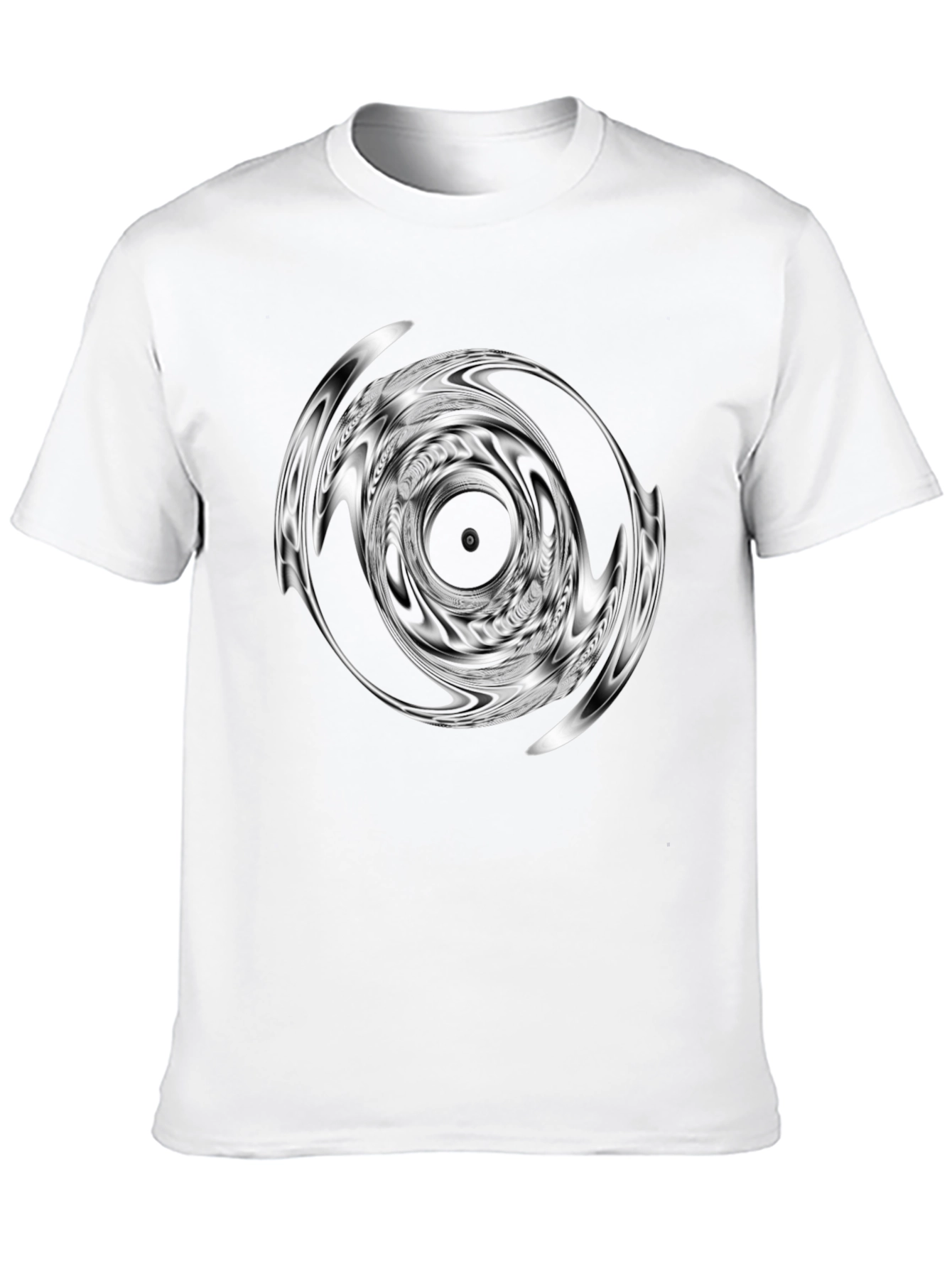Abstract Vortex Graphic Print Black T-Shirt