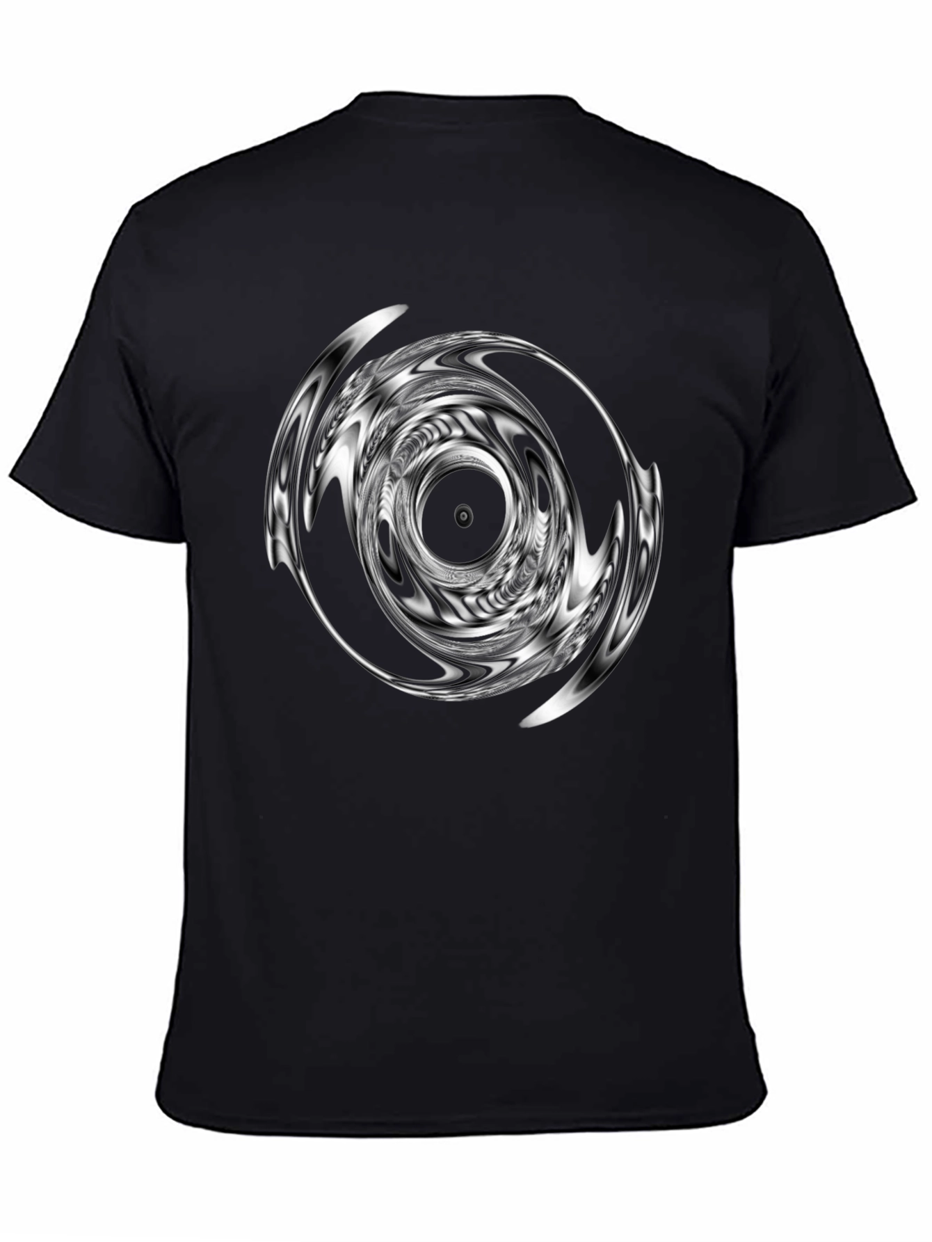 Abstract Vortex Graphic Print Black T-Shirt