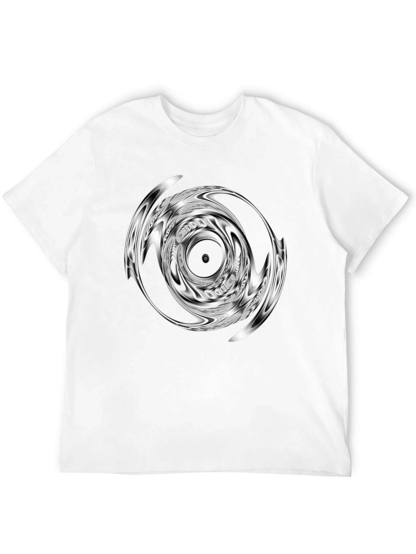 Abstract Vortex Graphic Print Black T-Shirt