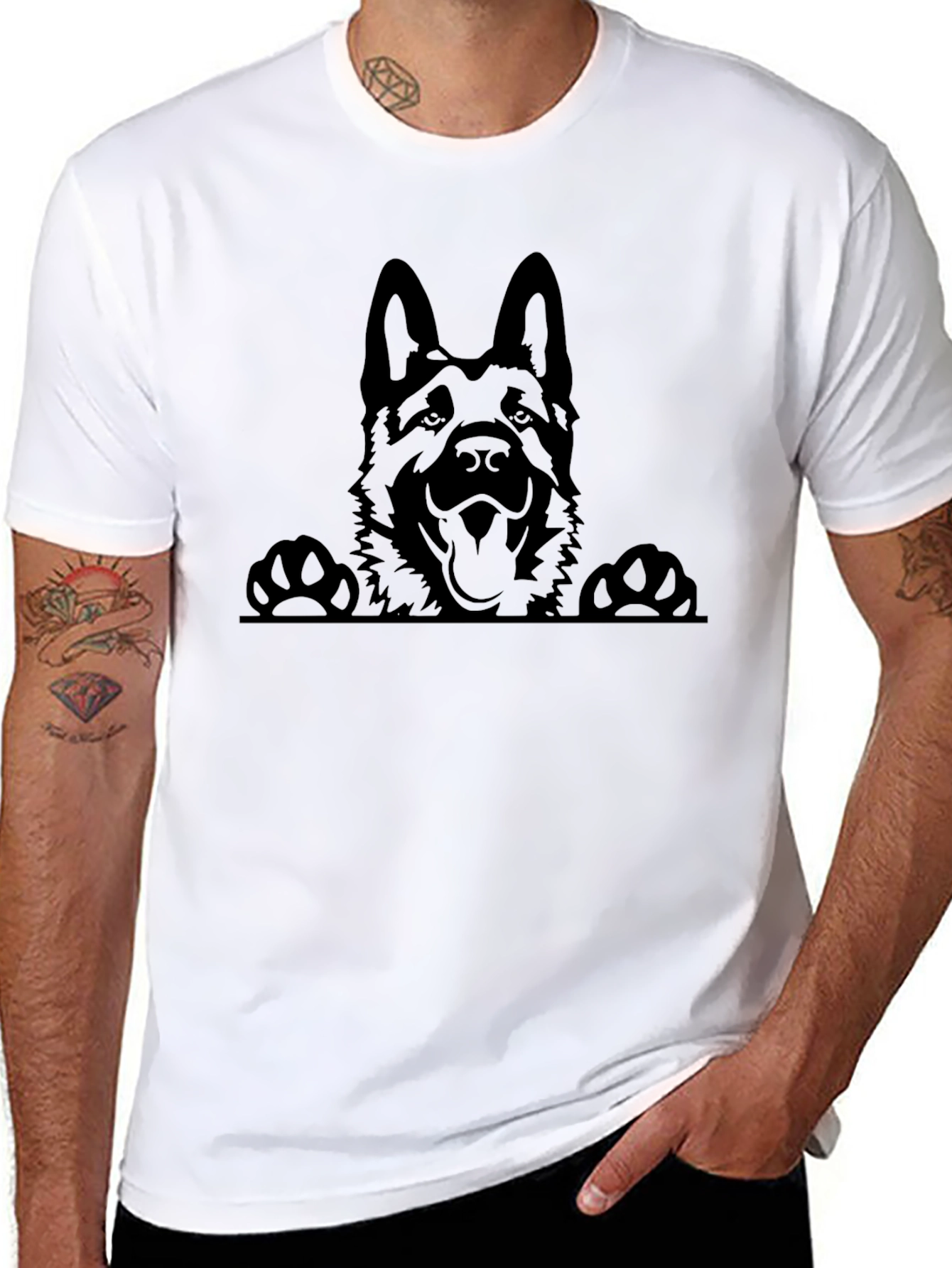 German Shepherd Peekaboo T-Shirt - Black Dog Lover Tee