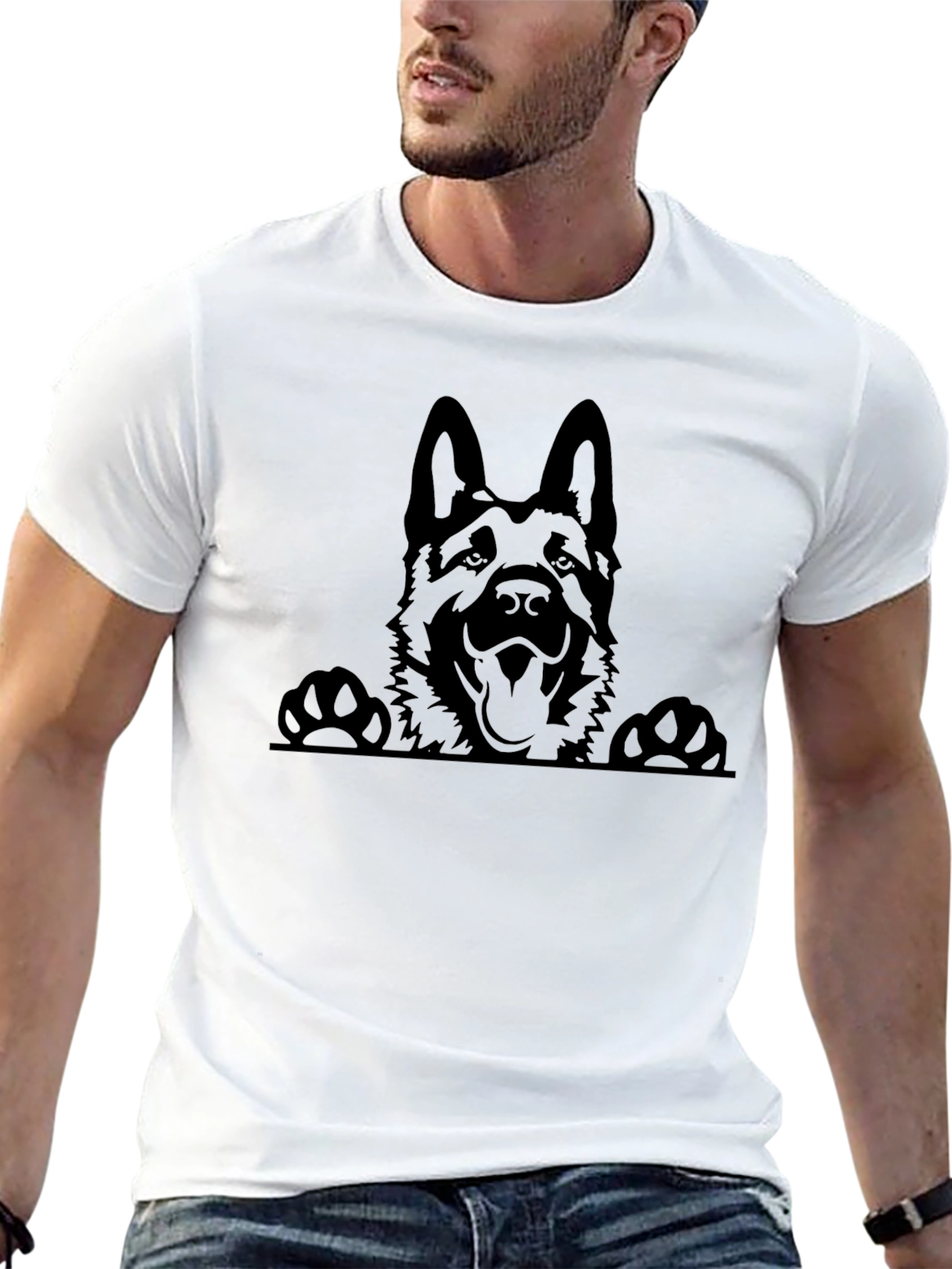 German Shepherd Peekaboo T-Shirt - Black Dog Lover Tee