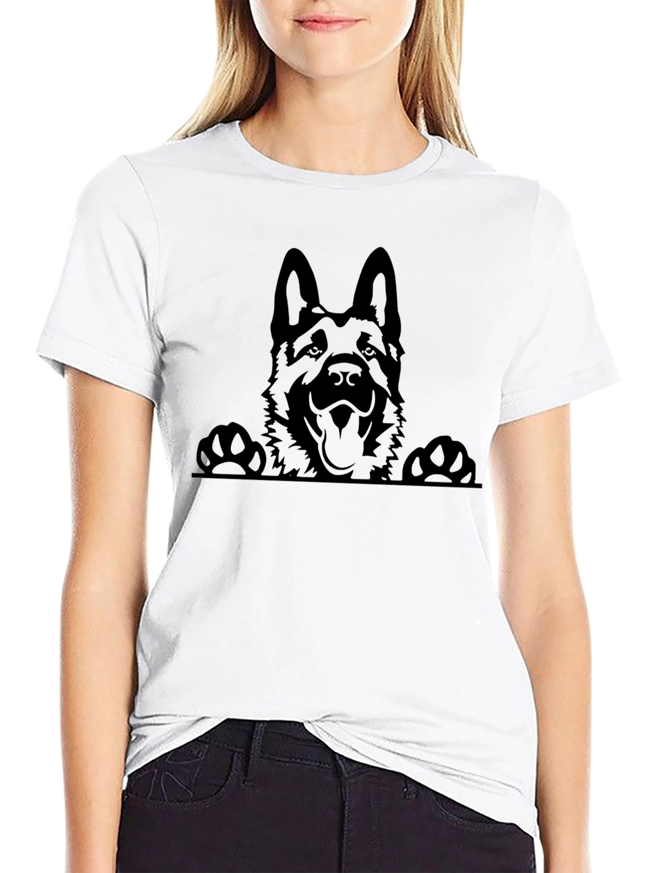 German Shepherd Peekaboo T-Shirt - Black Dog Lover Tee