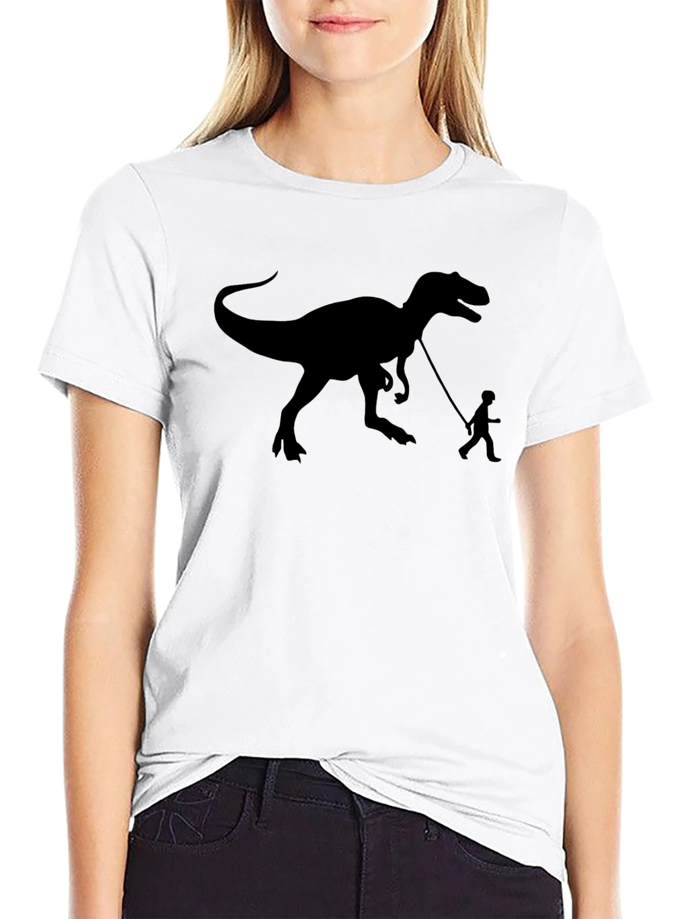 T-Rex Walking Mans Best Friend Black T-Shirt