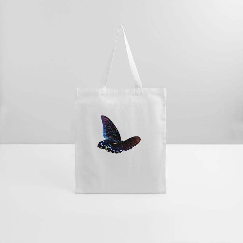 Black and blue butterfly in motion
