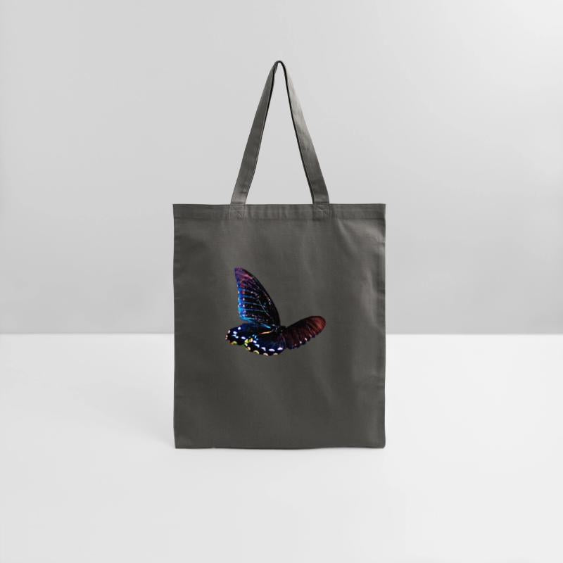 Black and blue butterfly in motion