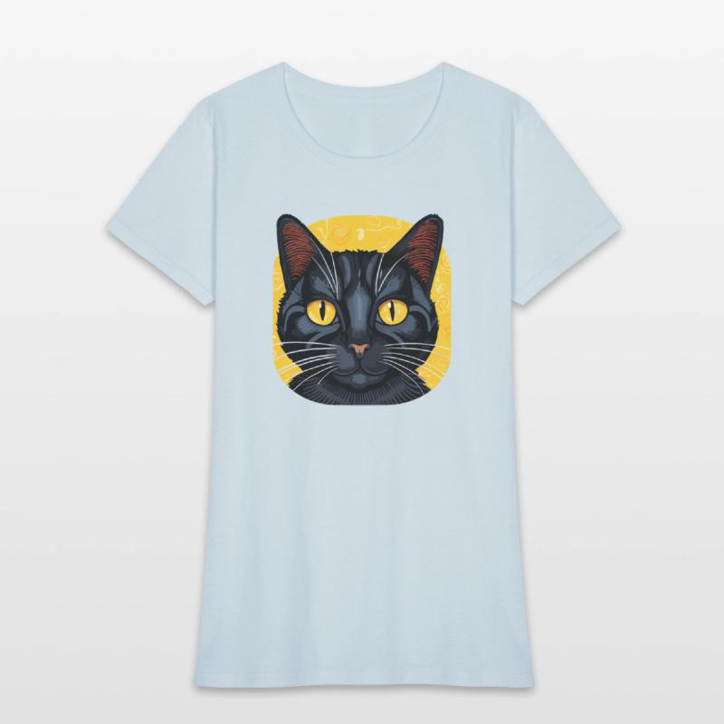 Black Cat on Yellow Background