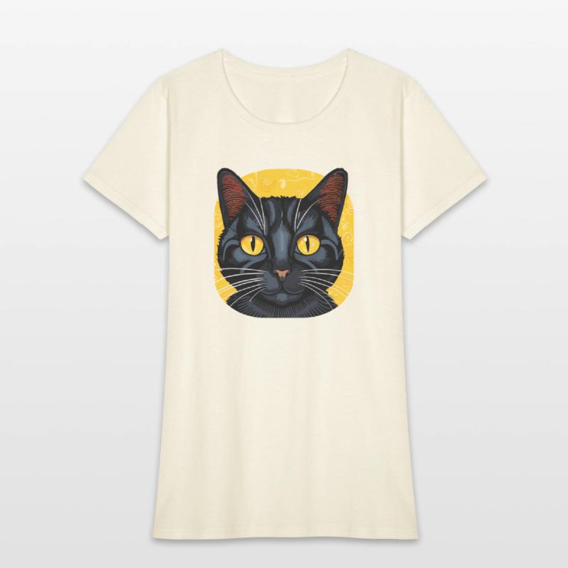 Black Cat on Yellow Background