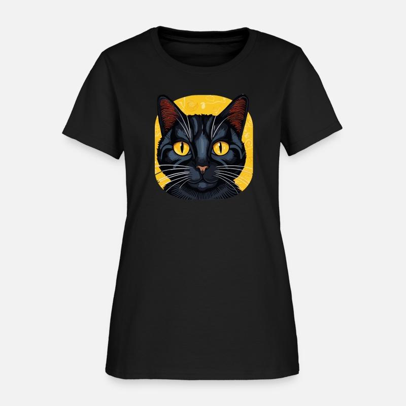 Black Cat on Yellow Background